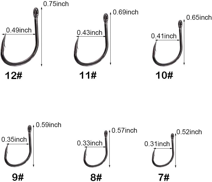 Skiennix 300pcs Fishing Hooks Set - Black High Carbon Steel with 6 Sizes & Plastic Box