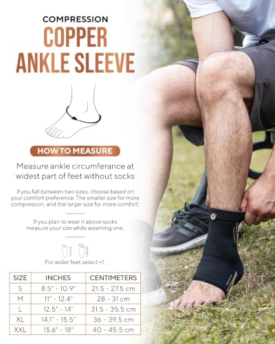 TheraCopper Copper Ankle Support Brace Medium 2 Pack - Support & Recovery