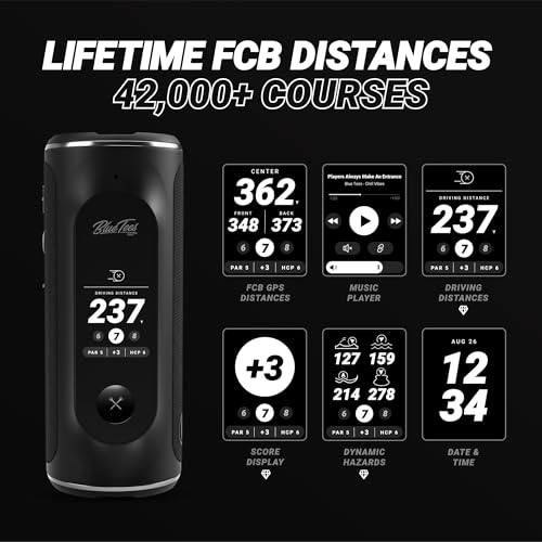 Blue Tees Golf Player+ GPS Speaker Navy Touchscreen, 40,000+ Courses, Waterproof