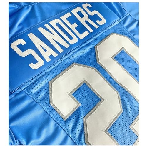 Unisex Barry Sanders Football Jersey Honolulu Blue Large Custom Sewn Detroit