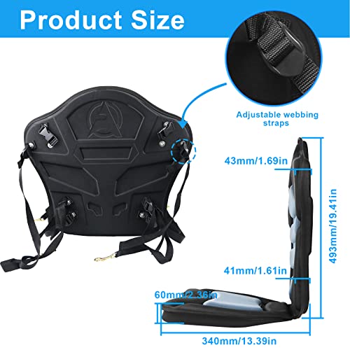 2 Pack Thickened Kayak Seat Cushions with Padded Backrest and Adjustable Straps
