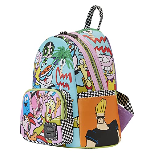 Cartoon Network Mini Backpack with Retro Collage Design - Vegan Leather, Adjustable Straps