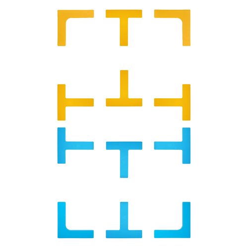 Eco Walker Court Lines Marker Kit Throw Down Markers Create Your Own Mini Pickleball Tennis Court (Blue-Yellow)