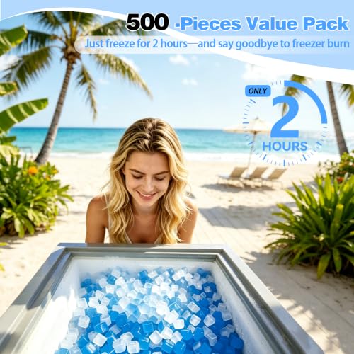 Reusable Plastic Ice Cubes 500-Piece Set - Non-Diluting Drink Chillers for Cocktails & Beverages