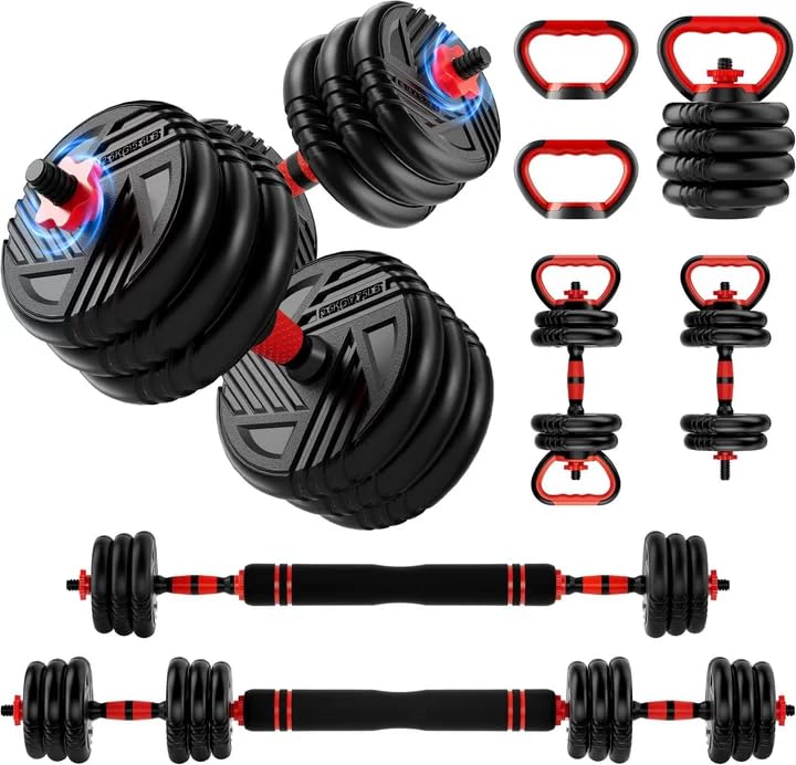 TRAKMAXI 45LB Adjustable 5-in-1 Dumbbell Set - Home Gym Fitness Equipment