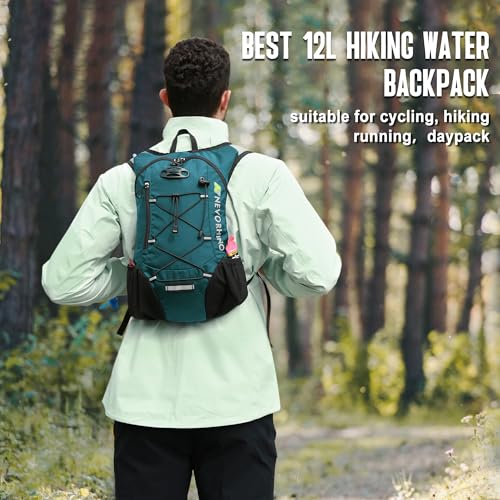 Lightweight Hydration Backpack with 2L Water Bladder - Plaid Dark Blue