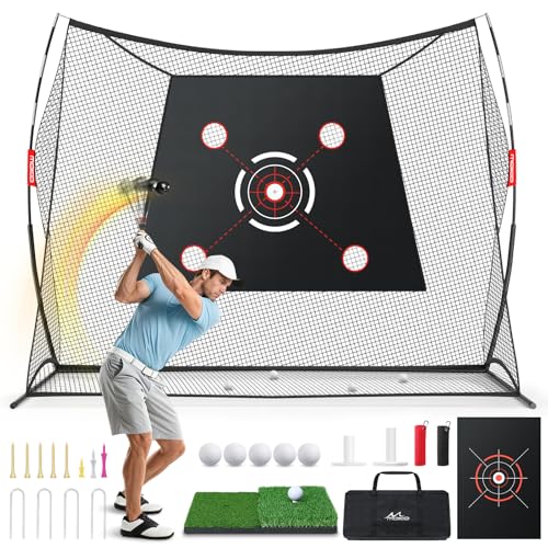 Golf Practice Net 10x7ft with Targets - Portable Hitting Net for Backyard Indoor & Outdoor Training - Improve Swing & Accuracy (Variation of THIS listing)