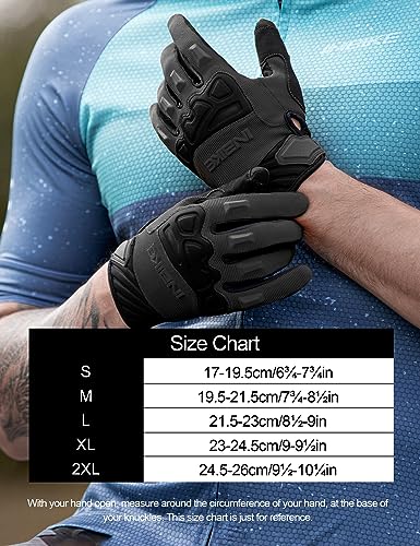 INBIKE Mountain Bike Gloves for Men - Black, Large, Padded Cycling Gloves with Knuckle Guard