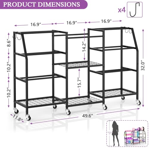 Large Dumbbell Rack with Yoga Mat Storage & Wheels - Home Gym Organizer