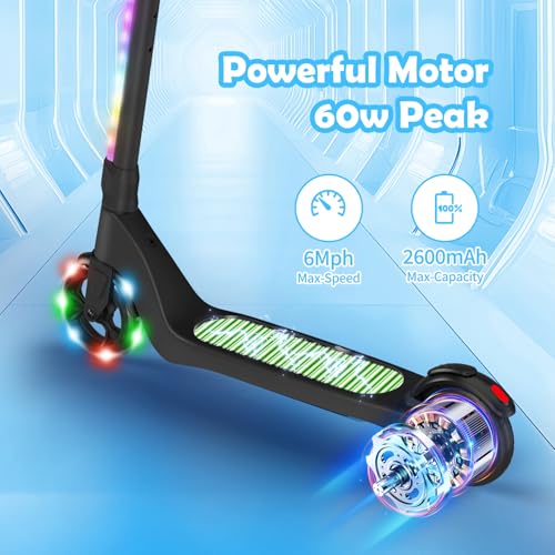 Kids Kick Scooter with LED Light-Up Wheels & Adjustable Handlebar - Ages 6-12