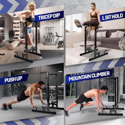 Yes4All Black Adjustable Dip Stand with Push-Up Handles, 500 lb Capacity