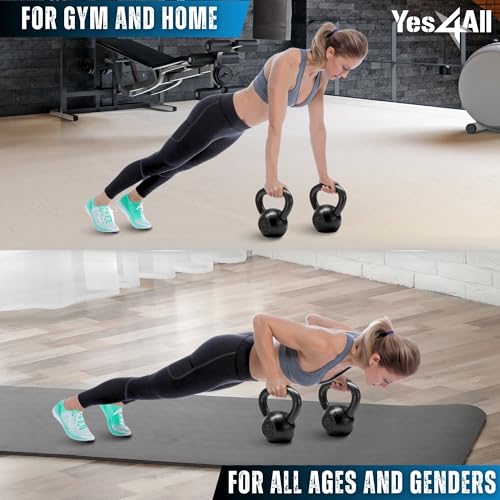 Yes4All Kettlebell Set 10, 15, 20 lbs Cast Iron Strength Training Equipment