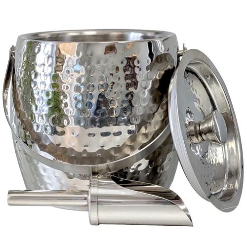 Silver Insulated Ice Bucket with Lid & Scoop - 3QT Champagne Cooler