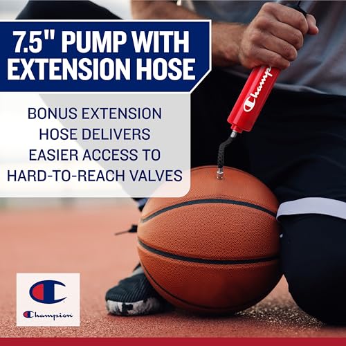 Pink & Black Champion Ball Pump with Pressure Gauge & Needles - Sports & Yoga Balls