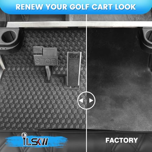 iLSKW Black Cube Square Patent Design Golf Cart Floor Mat for Club Car DS & Villager