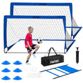 Blue Portable 6x4ft Pop-Up Soccer Goal Set with Ball, Ladder & Cones