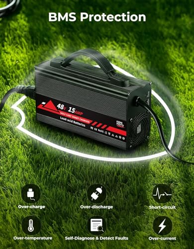48V Golf Cart Battery Charger for Club Car Precedent & DS 1995-2008 - 15A Overcharge Protection