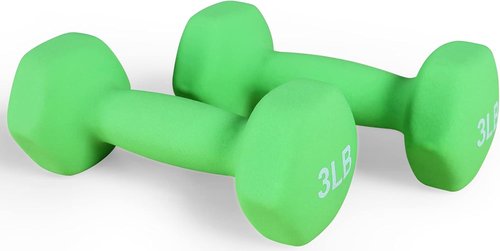 Fitvids Neoprene Dumbbell Hand Weights - Anti-Slip Hex Shape | Colorful Pair with Stand