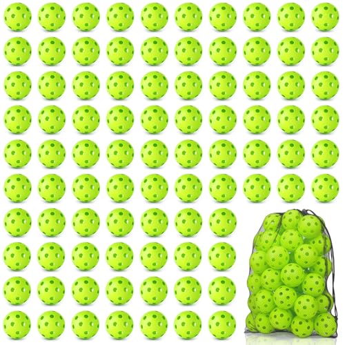 Green Plastic Baseballs Practice Balls 100 Pack with Drawstring Bag for Indoor Outdoor Training
