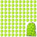 Green Plastic Baseballs Practice Balls 100 Pack with Drawstring Bag for Indoor Outdoor Training