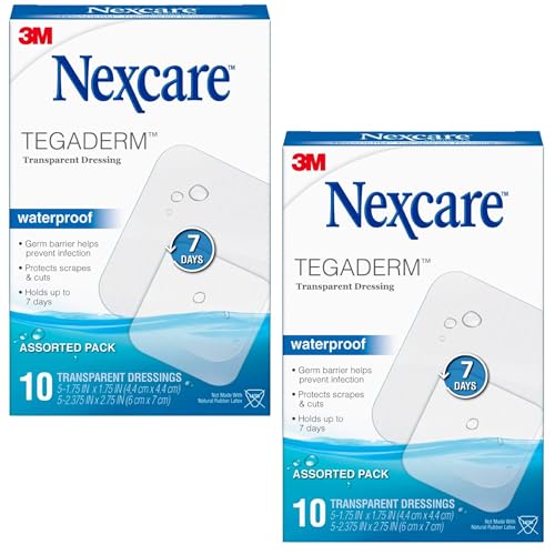 10 Pack Waterproof Transparent Wound Dressings - Tegaderm Film, 7-Day Coverage