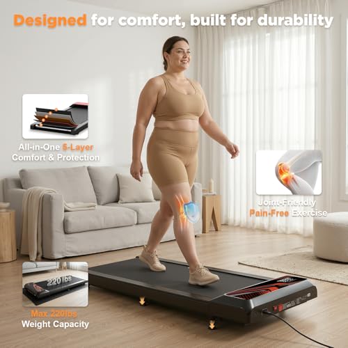 Under Desk Treadmill with Incline Pad - 2.5HP Compact Walking Machine for Home Office