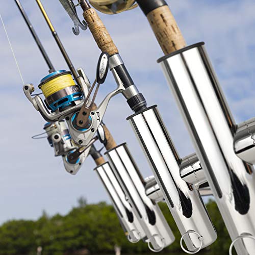 AMYSPORTS 4PCS Stainless Steel Trolling Rod Holders Side Mount Adjustable Kayak Boat