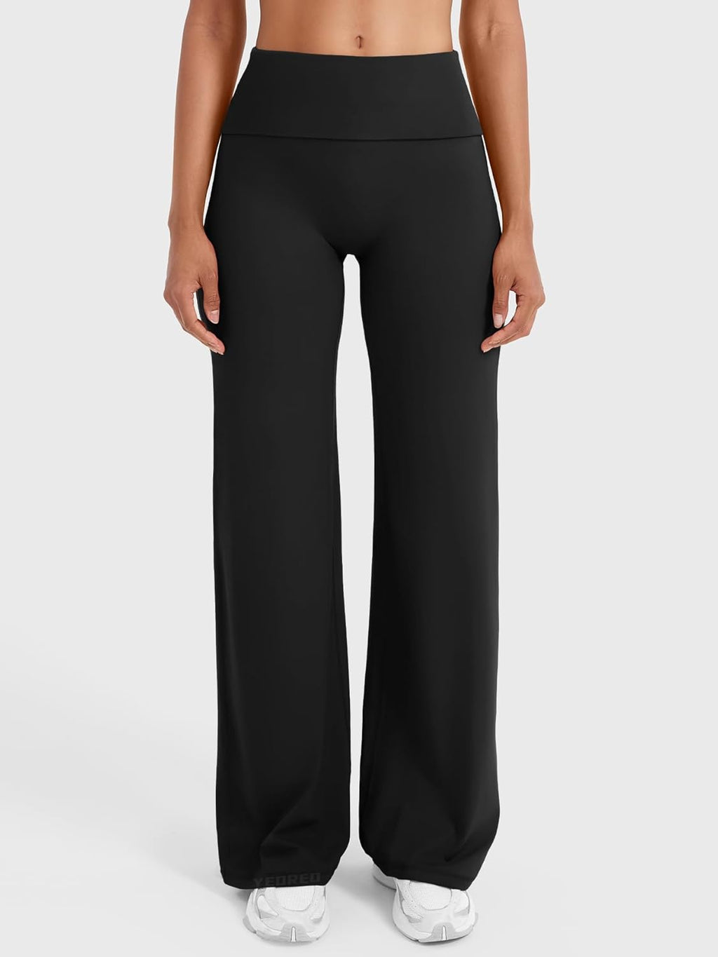 YEOREO VitaWeave Straight Leg Leggings - Women's Fold Over Wide Leg Pants | 31.5" Casual Gym Wear
