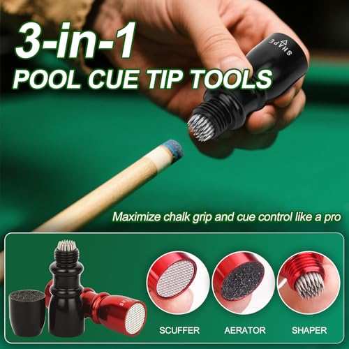 Pool Cue Tip Repair Kit 3-in-1 Shaper, Scuffer & Aerator for Billiards