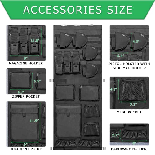 NEXT STATION Molle Gun Safe Door Organizer with Pistol & Mag Pouch - Adjustable, 18-25in Wide, Durable 1680D Fabric