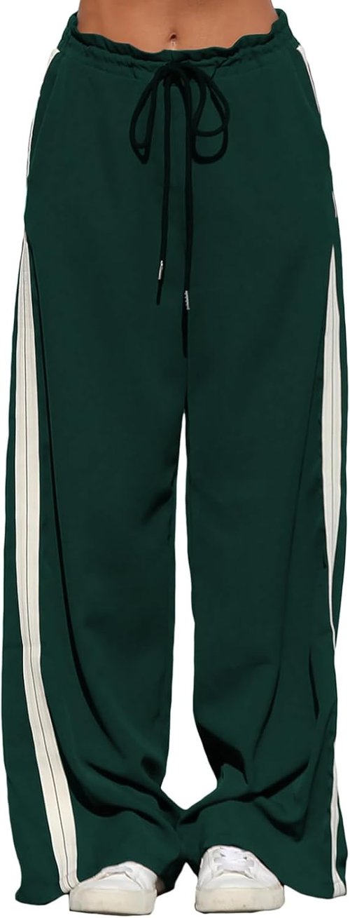 Acelitt Women's Track Pants - Loose Wide Leg Jogging Sweatpants with Side Stripes | Athletic Comfort