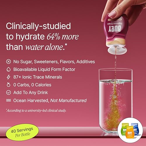 Buoy Electrolyte Drops Variety Pack 4x | Hydration, Brain, Energy, Immunity | No Sugar, Unflavored | 160 Servings