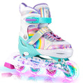 Adjustable Kids Inline Skates Rainbow Unicorn for Girls and Boys - Medium Big Kid