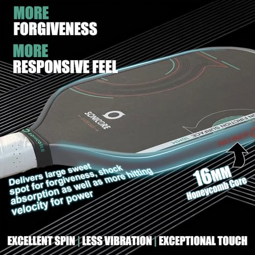 Sonicore Urban Mint Pickleball Paddle Set of 2 with 4 Balls & Bag - Beginner & Intermediate