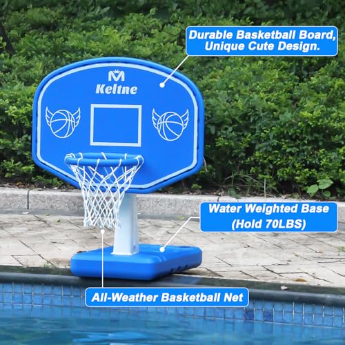 Blue Pool Basketball Hoop Set with 2 Balls & Pump for Kids & Teens