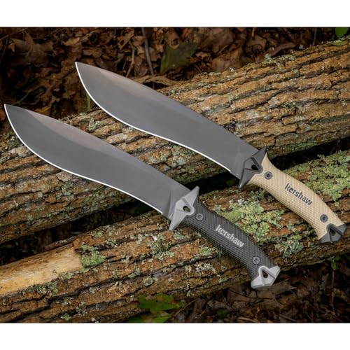 Kershaw Camp 10 Machete - Model 1077, 10-Inch Fixed Recurve Blade, Black