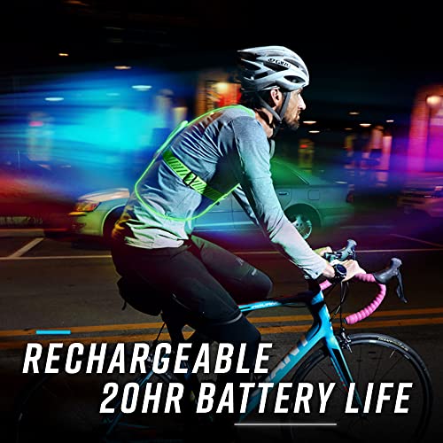 Multicolor LED Reflective Running Vest - Rechargeable, Lightweight, Adjustable Medium-Large