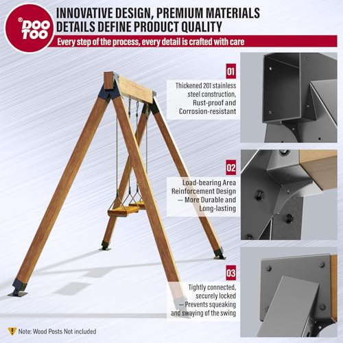 Green A-Frame Swing Set Brackets Kit for 4x6 Top Beam & 4x4 Legs - Heavy Duty Stainless Steel