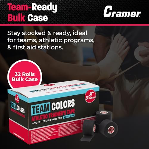 Cramer Athletic Tape Black 1.5" x 15yds Bulk Case of 32 Rolls - Sports Support & Wrapping