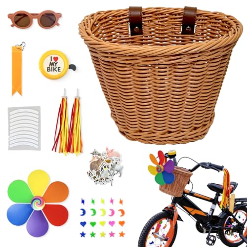 Kids Bicycle Basket Set with Reflective Safety Decor - All-in-One Ride Accessory