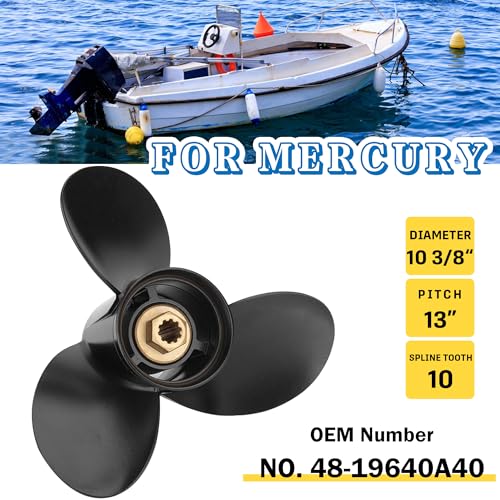 10 3/8 x 13 Mercury Outboard Propeller 20HP 25HP Aluminum Spline 10 Tooth