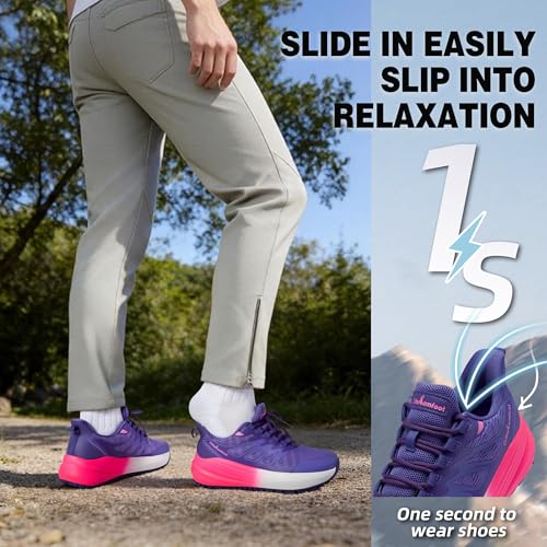 Women's Wide Orthopedic Trail Running Shoes - Purple 8 Wide K1 - Foot & Heel Pain Relief