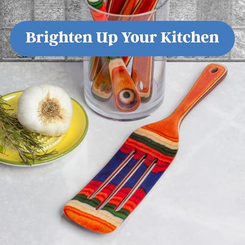 Colorful Wooden Spatula 13-Inch Kitchen Utensil for Cooking & Flipping
