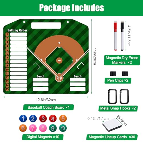 Magnetic Baseball Lineup Board - Double-Sided Coaching & Practice Tool