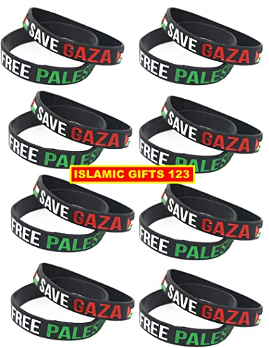 Sports Silicone Wristbands - Free Palestine Bracelets for Women & Men - Waterproof Rubber Support Palestine Flag - 12