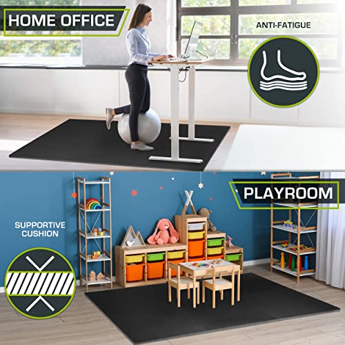 Black Interlocking Exercise Puzzle Mat ¾-Inch Thick - 24 Tiles, 96 SQ FT - Dense EVA Foam Flooring for Gym & Home Protection (Variation of THIS listing)