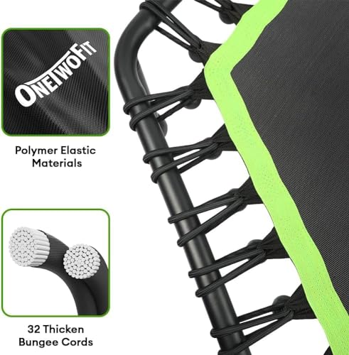 Mini Rebounder Trampoline for Adults with Adjustable Handle - Green Hexagonal