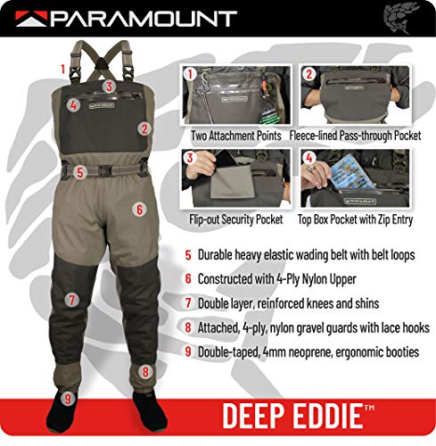 Paramount Outdoors Deep Eddy Breathable Stockingfoot Waders Large/Elk, Regular & Stout Sizes