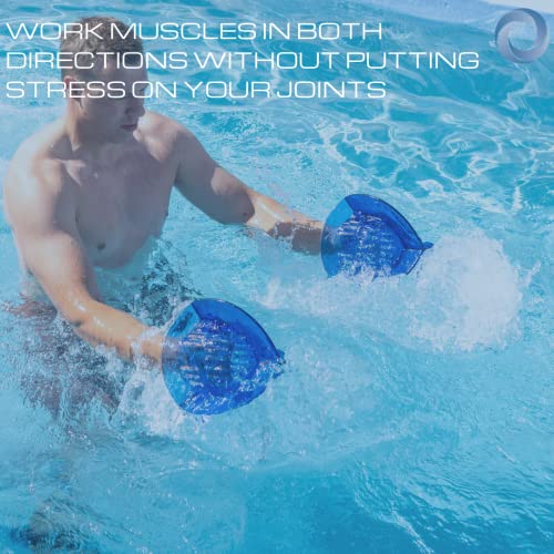 High Resistance Total Body Water Exercise Weights Set with Fins - Blue