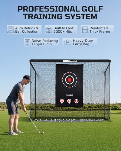Open Design Practice Net - 10x8FT Golf Hitting Net & Simulator Cage with Dual Mode Training